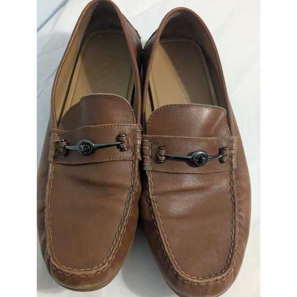 COACH Mott Driver Horse Bit Loafers Mens 11.5 Brown Leather Slip On Shoes Moc - Picture 2 of 13